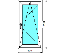 Окно одностворчатое 600х1200мм