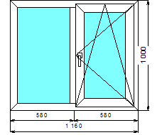Двустворчатое окно 1160х1000мм